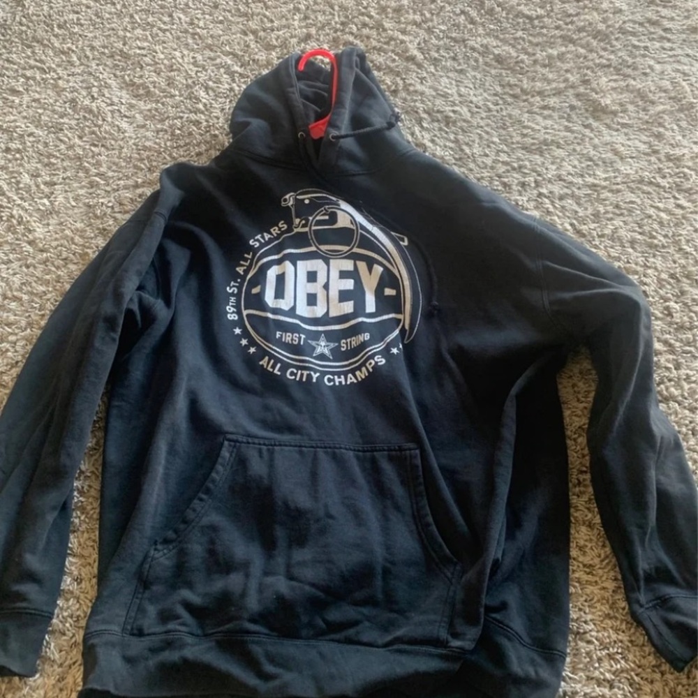 OBEY Men's Black Graphic Pullover Hoodie